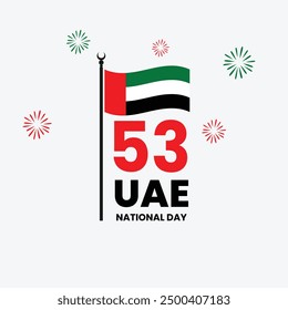 53rd UAE National Day Banner - Celebrating United Arab Emirates National Day with Flag, Fireworks, and Bold Text Design