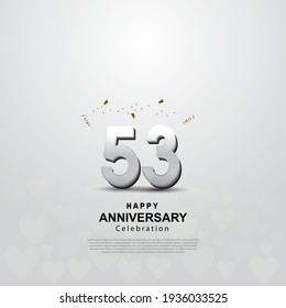 53th anniversary background with 3D number illustration