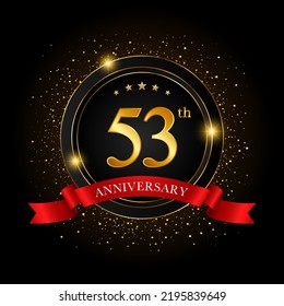 53th Anniversary. Golden anniversary celebration template design, Vector illustrations.