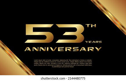 Logotipo del 53 aniversario. Diseño de planilla de celebración del aniversario para folletos, folletos, revistas, afiches de folletos, banner, web, invitación o tarjeta de saludo. Ilustraciones vectoriales.