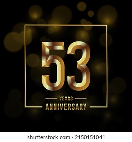 53th Anniversary logotype. Anniversary celebration template design with golden ring for booklet, leaflet, magazine, brochure poster, banner, web, invitation or greeting card. Vector illustrations.