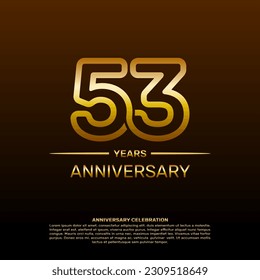 53th year anniversary design template in gold color. vector template illustration