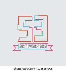 53th Years Anniversary Logo Birthday Celebration Abstract Design Vector Illustration.