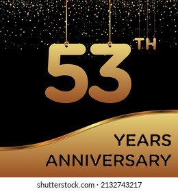 53º aniversario, diseño vectorial para la celebración del aniversario con color dorado sobre fondo negro, diseño simple y de lujo. plantilla de vector de logotipo
