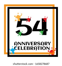 Plantilla vectorial de logotipo de 54 años. Diseño para banner, tarjetas de felicitación o impresión