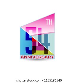 54 anniversary logotype design colorful geometric style fot use in party, birthday and celebration purpose. vector design isolated on white background