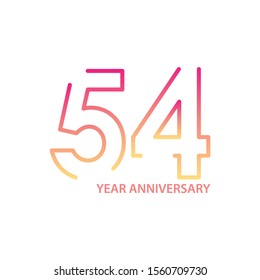 54 anniversary logotype with gradient colors for celebration purpose and special moment
