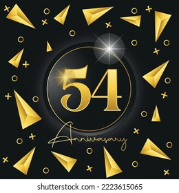54 anniversary luxury golden logotype template design for banner, poster, card vector illustrator
