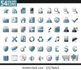 54 Cold Gray Web Icons for your internet sites