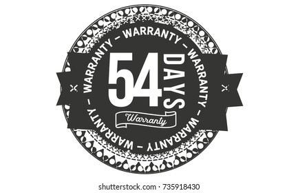 54 days warranty icon vintage rubber stamp guarantee