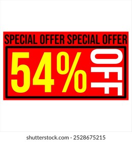 54% discount tag, red and yellow rectangular shape, perfect for commerce, marketing promotions and retail sales