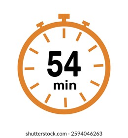 54 minute Timer, clock, icon vector stopwatch isolated icons. Countdown timer symbol.