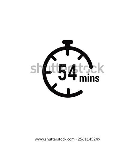 54 Minutes Clock Icon white design background.