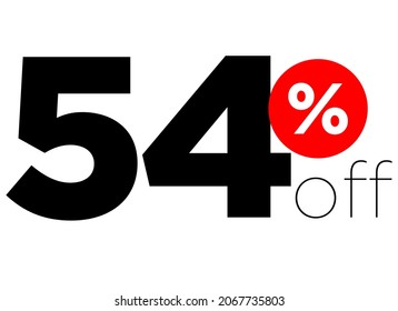 54%. number fifty-four percent off. modern font to use as a tag in digital marketing promotions and discounts. eps10