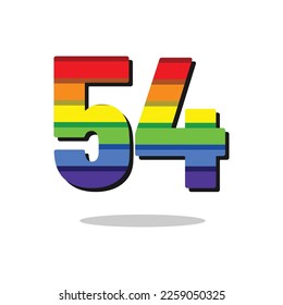 54 Number Rainbow Color Logo Design Template Inspiration, Vector Illustration.