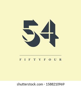 54 Number shadow letter design logo vector