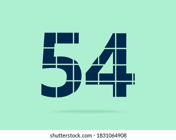54 number, vector desing font.  Made of knife cut. For logo, brand label, design elements, corporate identity, application & more. IsolatedEps10 illustration
