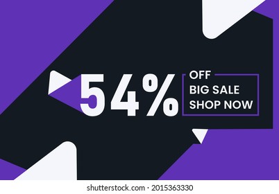 Banner con 54% de descuento, oferta de descuento, anuncio de venta masiva, oferta especial