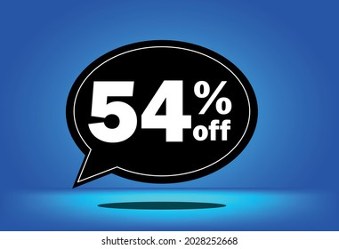54% de descuento - globo flotante negro y azul - con fondo azul - banner para ofertas promocionales de descuento y reducción