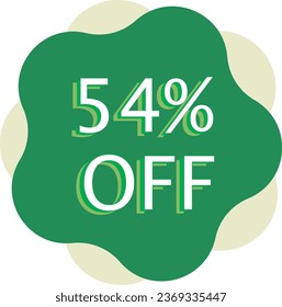 54% Off Discount Green Vector and Illustration Marketing Announcement in White Background