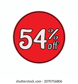 54% off, discount icon to place on websites, red icon with white numbers, numbers with discount percentage