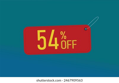 54% off. Fifty-four percent discount banner. Red label on a blue background vector.