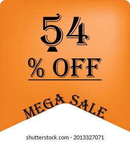 54% off on a orange balloon for mega offers. Super sale, black text