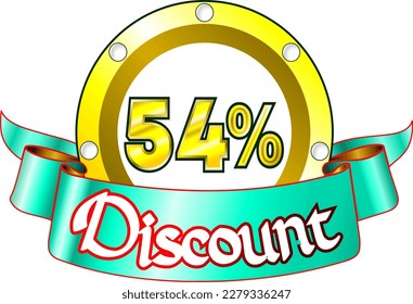 54% off, yellow disk and green ribbon, vector illustration for wholesale and retail, illustrative art, beautiful illustration, vector. God is good!