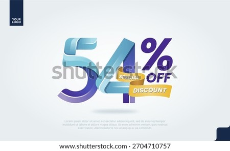 54 Percent Discount Icon Gradient 3D Percentage Label