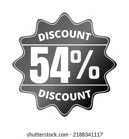 54% percent off, with black sticker design (Black Friday) and luminosity detail in the center, online discount, mega sale, vector illustration, 