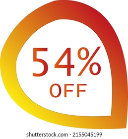 54 percent off with orange vector off circle format