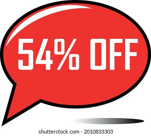 54 percent off red balloon, floating balloon for discount promotional offers, super sale, super offer, reduct balloon with white font and dark shadow