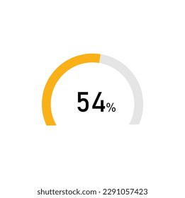 54 percent,semicircle shape percentage diagram symbol,transparent background.