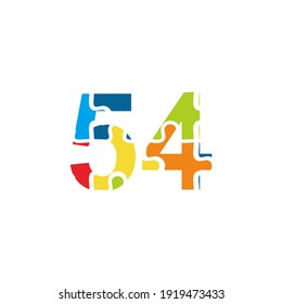 54 Puzzle number illustration. Vector Eps10
