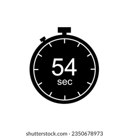 54 seconds timer, 54 sec stopwatch or countdown icon.