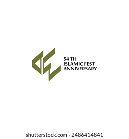 54 th, 54 years, 54 anniversary logo, Islamic Fest Anniversary Celebrating. letter logo for celebrating event. flat design.