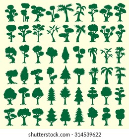 54 vector tree silhouettes collection