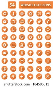 54 Website Flat Icons,Orange version,vector