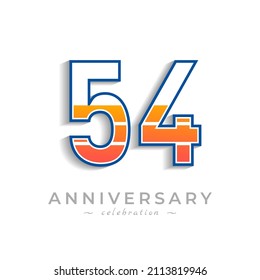 54 Year Anniversary Celebration with Charging Icon Battery for Celebration Event, Wedding, Greeting card, and Invitation Isolated on White Background