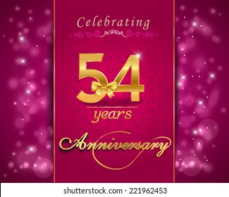 54 year anniversary celebration sparkling card, 54th anniversary vibrant background - vector eps10