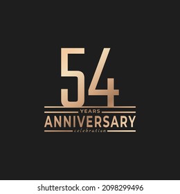 54 Year Anniversary Celebration with Thin Number Shape Golden Color for Celebration Event, Wedding, Greeting card, and Invitation Isolated on Dark Background