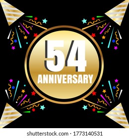 54 años de celebración, diseño vectorial para celebraciones, tarjetas de invitación y tarjetas de felicitación