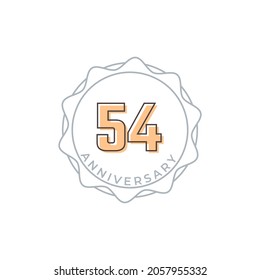 54 Year Anniversary Celebration Vector Badge. Happy Anniversary Greeting Celebrates Template Design Illustration
