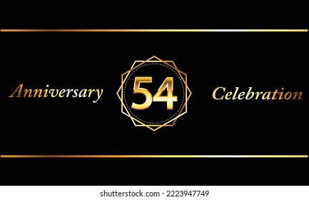 Celebración del 54 Aniversario del Diseño Vector con forma hexagonal de oro. Celebración del 54 aniversario. Banner de lujo de oro de la celebración del 54º aniversario.