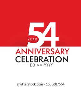 54 year Anniversary Concept Red Color and White for Banner, Poster, Greeting Card - Vector