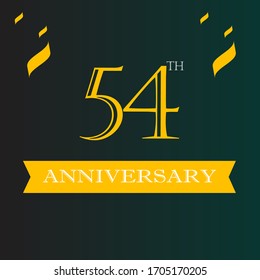 Plantilla de logo para el aniversario de 54 años, etiqueta de icono para el aniversario de 54 años, símbolo de fiesta para el aniversario de 54 años