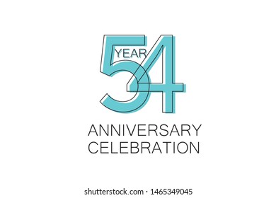 54 year Anniversary, Sleek and Clean Design, Inspired by Comic and Magazine Looks, Pastel Blue Color, Dedicated for invitation, greeting card - Vector