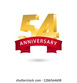 54 Year Anniversary Vector Template Design Illustration