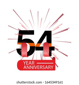 54 Year Anniversary Vector Template Design Illustration