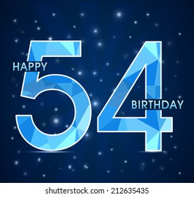 54 year birthday celebration label, 54th anniversary decorative polygon emblem - vector illustration